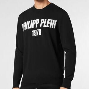 Philipp Plein 1978 Black Round Neck Pullover Sweater  XXL